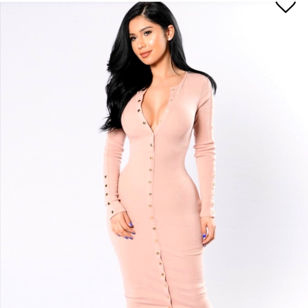 FN button up pink dress